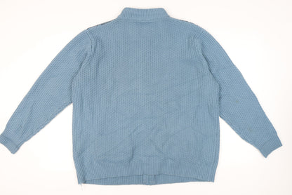 Cotton Traders Men’s Blue 3XL Full Zip Knit Jumper High Neck