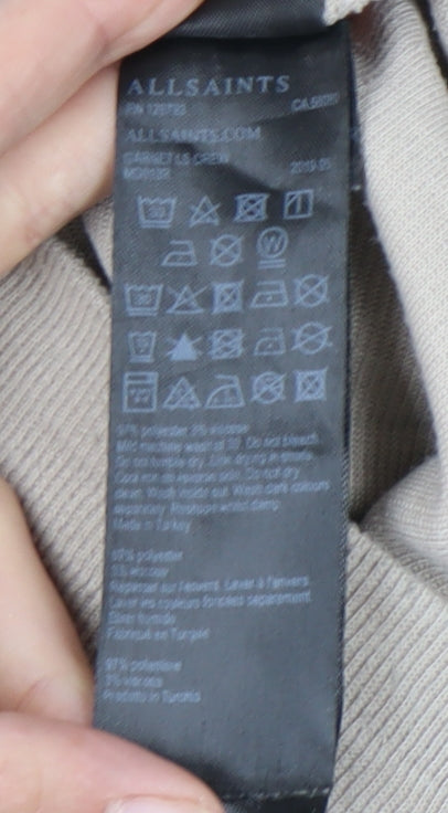 AllSaints Mens Beige Medium Pullover Jumper Crew Neck Knit