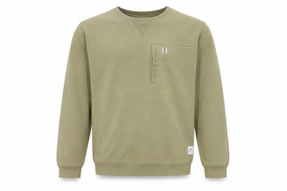 Front view of Holyfield boys’ green pullover sweatshirt 14-16y regular fit crew neck