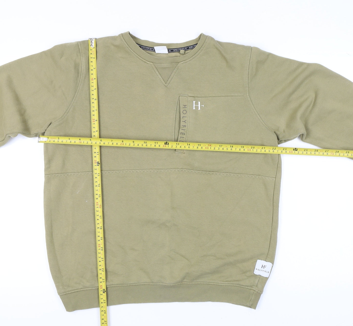 Holyfield Boys Green Pullover Sweatshirt 14-16Y Regular Fit Crew Neck