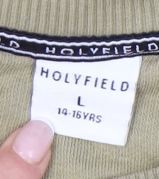 Holyfield Boys Green Pullover Sweatshirt 14-16Y Regular Fit Crew Neck