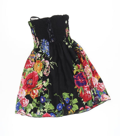 AX Paris Women’s Multicoloured Floral Strapless Cotton Blouse Size 10