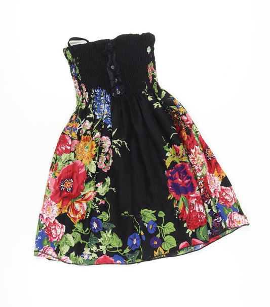 AX Paris Women’s Multicoloured Floral Strapless Cotton Blouse Size 10