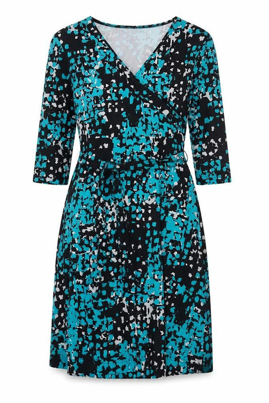 Next Women’s Black Blue Wrap Dress Size 12 Geometric Print