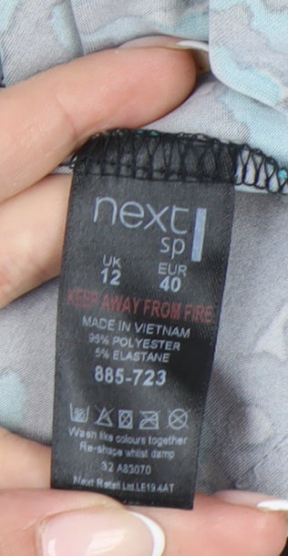 Next Women’s Black Blue Wrap Dress Size 12 Geometric Print