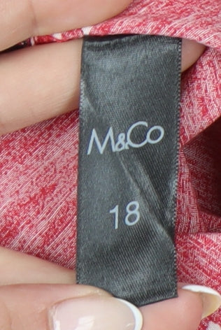 M&Co Women’s Red Floral Blazer Jacket Size 18 Shawl Collar