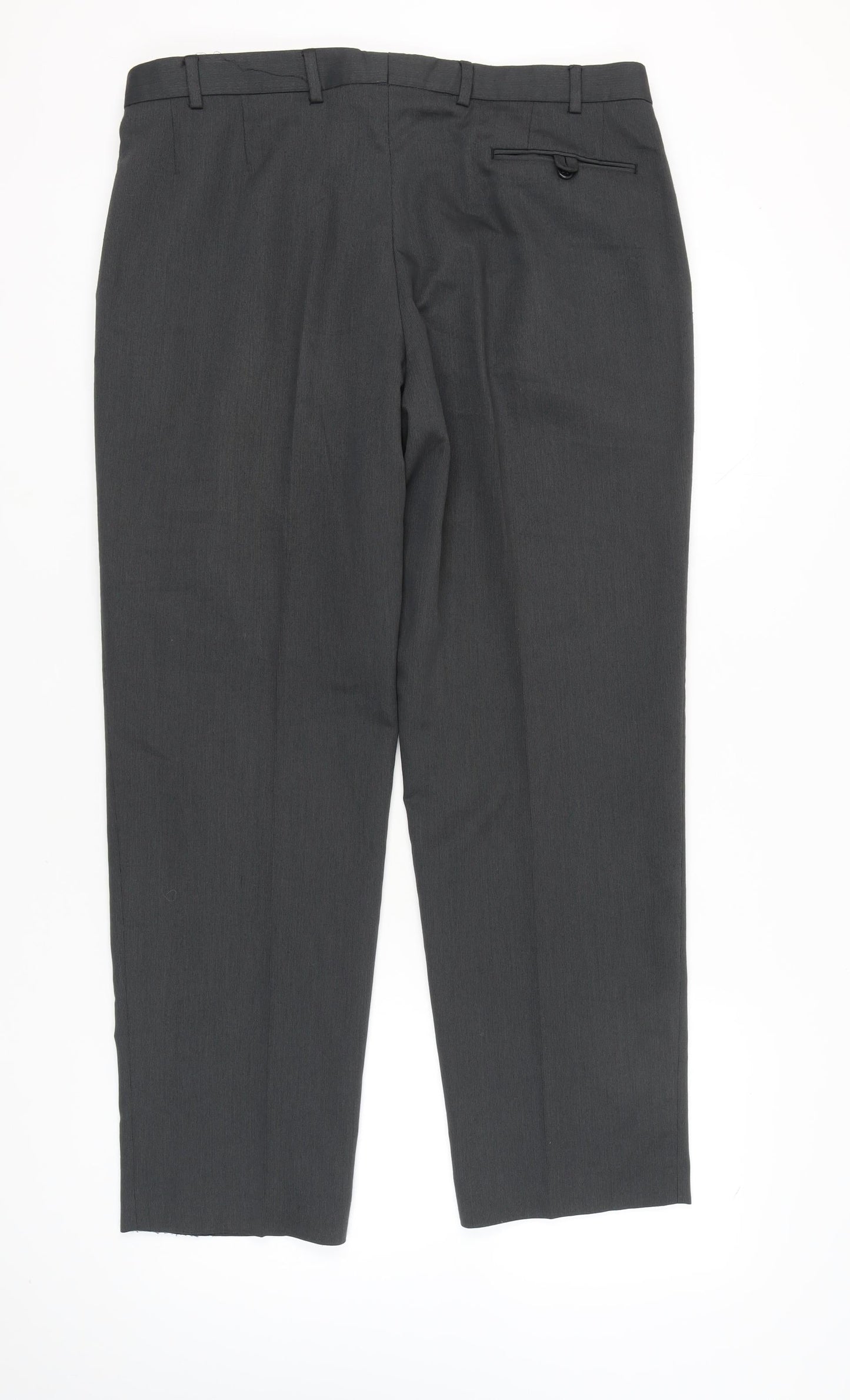 Next Men’s Grey Dress Trousers 38R Regular Fit Pleated Work Pants