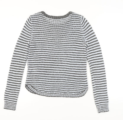 Marks and Spencer Womens Grey Striped Knit Jumper UK 10