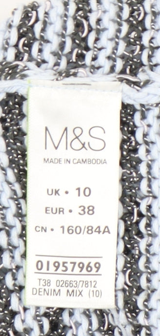 Marks and Spencer Womens Grey Striped Knit Jumper UK 10