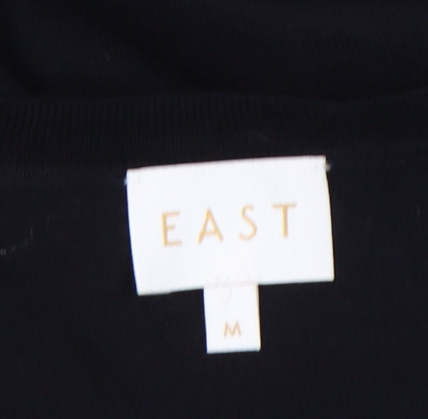 EAST Womens Black Floral Tunic Blouse M Long Sleeve Viscose Wool