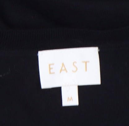 EAST Womens Black Floral Tunic Blouse M Long Sleeve Viscose Wool