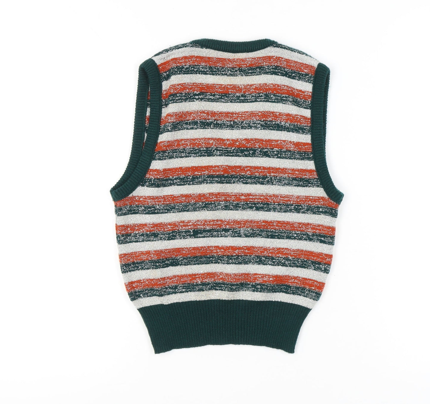Rotring Women's Multicoloured Striped Knit Vest XL V-Neck Retro