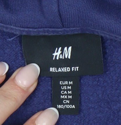 Mens UK Size M H&M Blue Pullover Hoodie