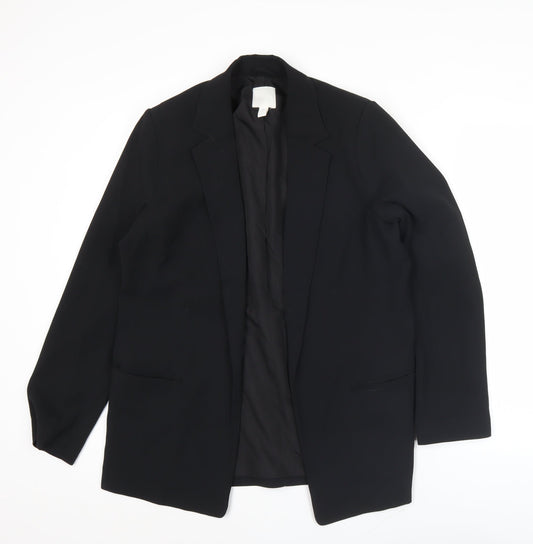 H&M Women Black Blazer UK 10 Regular Fit Workwear Jacket