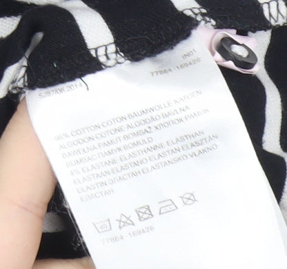 C&A Men’s Black White Striped Polo Shirt XL Cotton Stretch