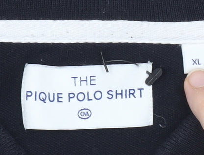 C&A Men’s Black White Striped Polo Shirt XL Cotton Stretch