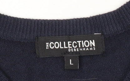 Debenhams Men’s Blue Acrylic V-Neck Pullover Jumper L