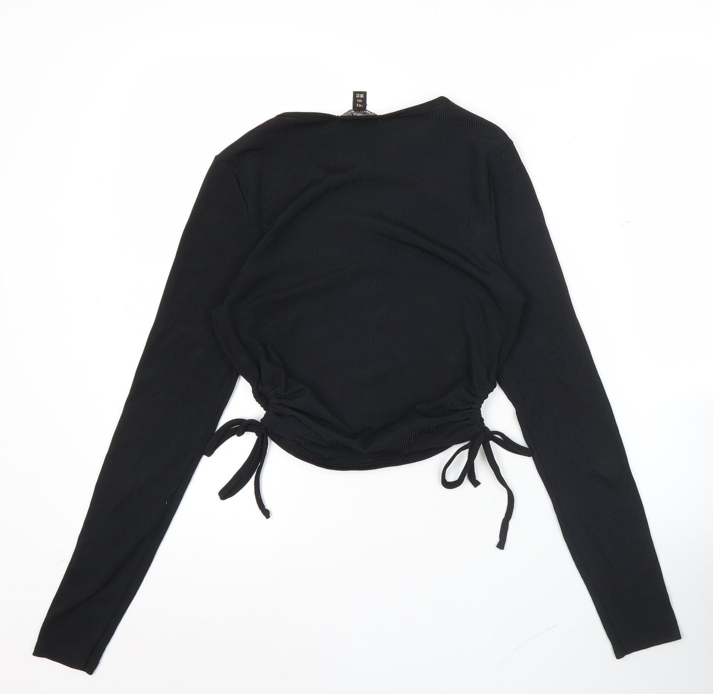 Womens UK Size S Pink Vanilla Black Cropped T-Shirt