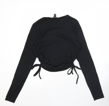 Womens UK Size S Pink Vanilla Black Cropped T-Shirt