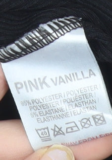 Womens UK Size S Pink Vanilla Black Cropped T-Shirt