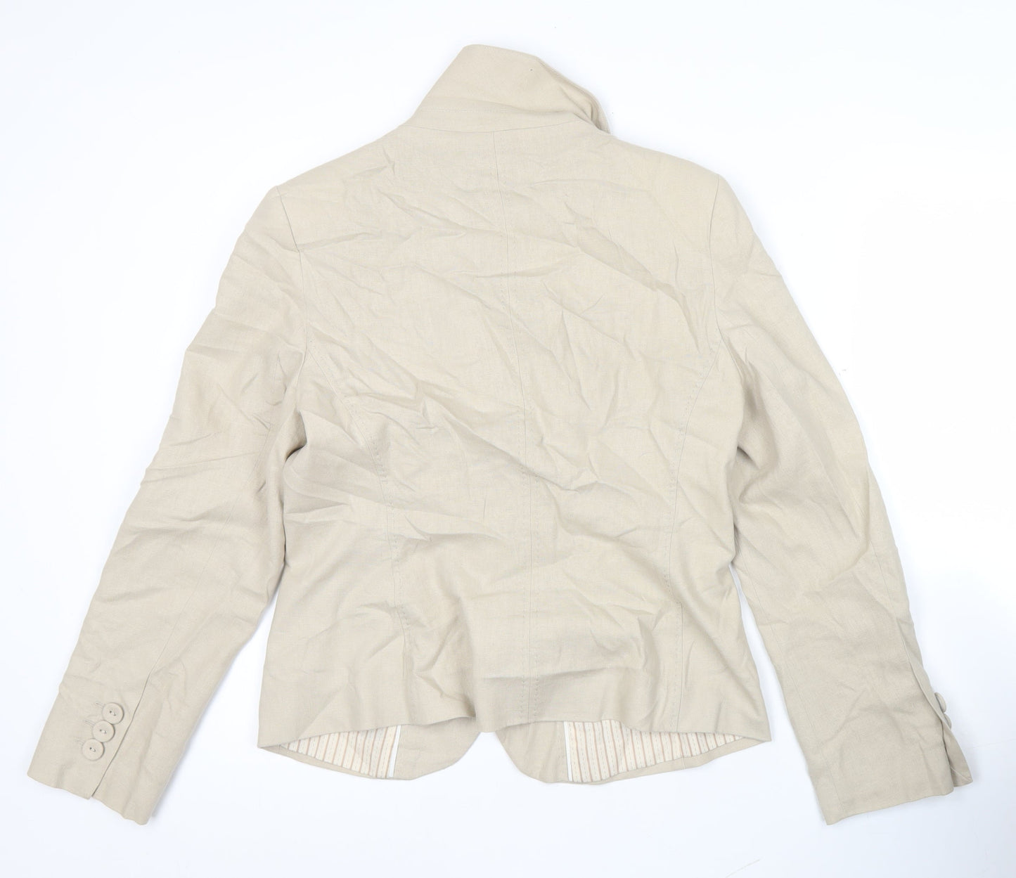 Marks and Spencer Women Beige Size 14 Blazer Jacket Linen Cotton