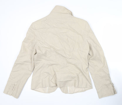 Marks and Spencer Women Beige Size 14 Blazer Jacket Linen Cotton
