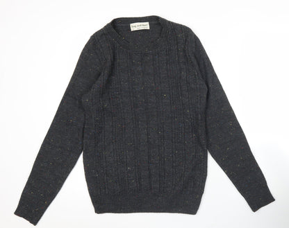 Stag and Hart Mens Grey Cable Knit Acrylic Jumper Size S