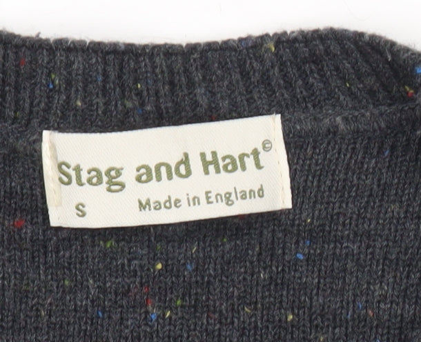 Stag and Hart Mens Grey Cable Knit Acrylic Jumper Size S