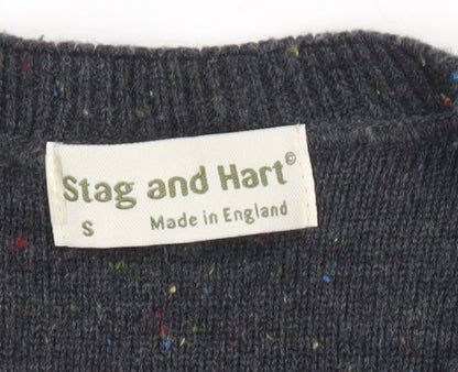 Stag and Hart Mens Grey Cable Knit Acrylic Jumper Size S