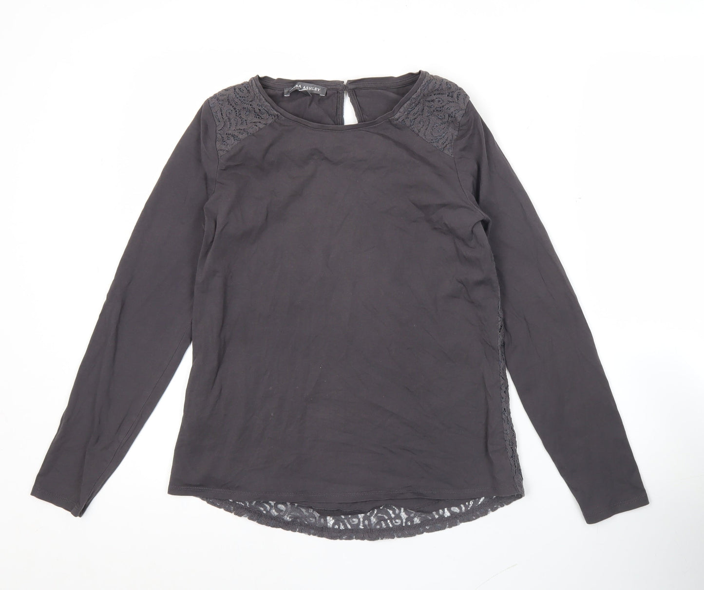 Laura Ashley Womens Black Long Sleeve Lace Blouse UK 8
