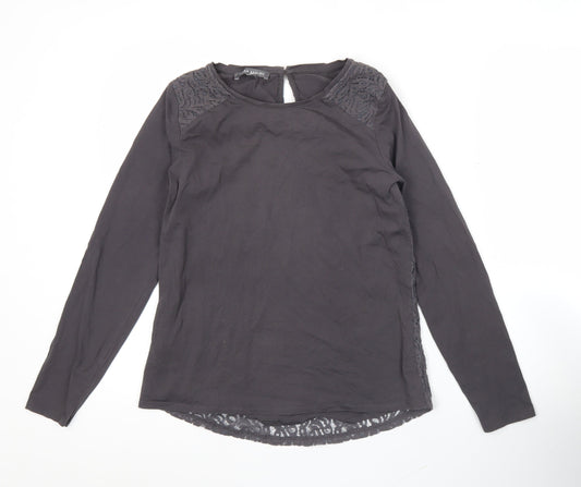 Laura Ashley Womens Black Long Sleeve Lace Blouse UK 8