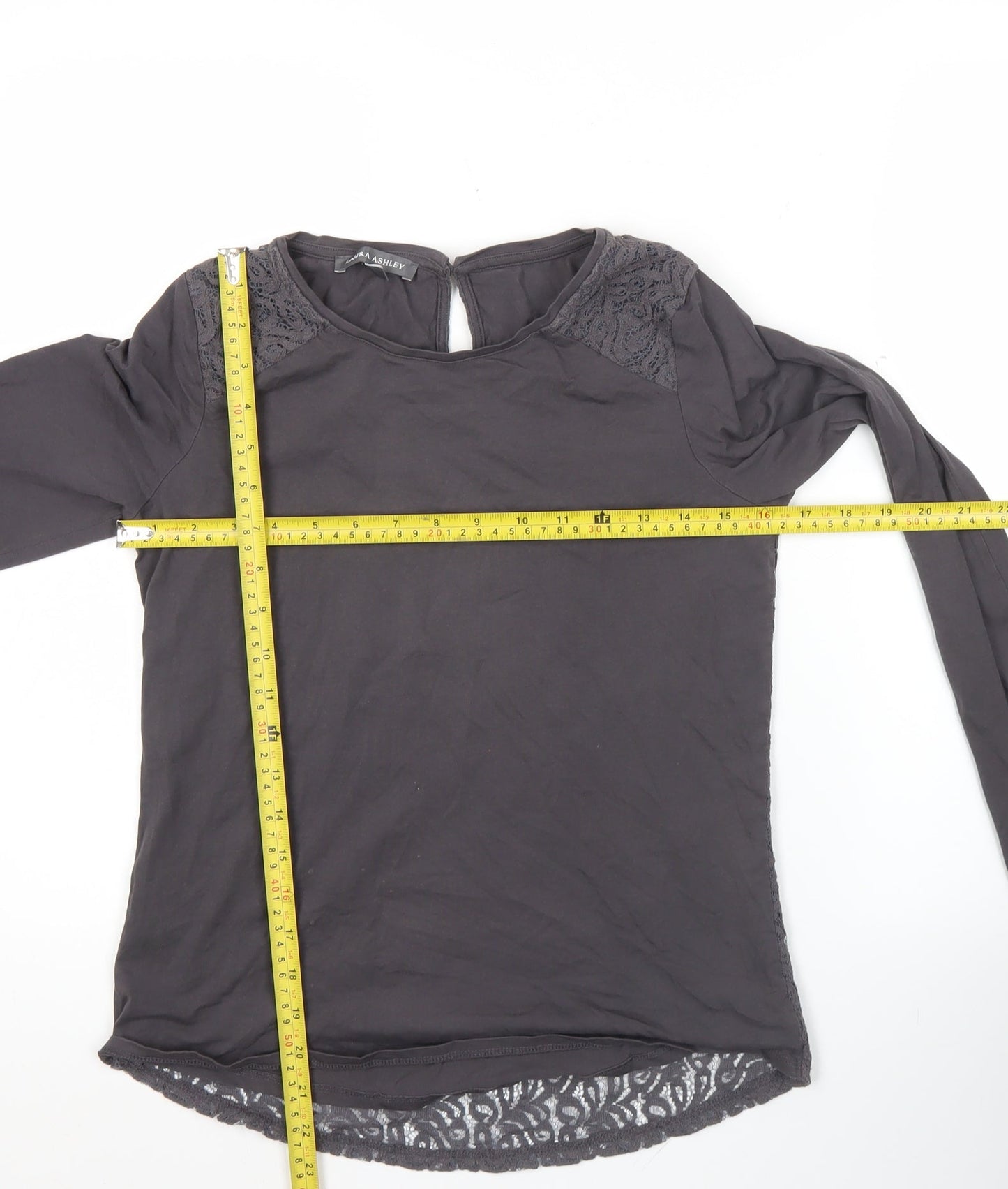 Laura Ashley Womens Black Long Sleeve Lace Blouse UK 8