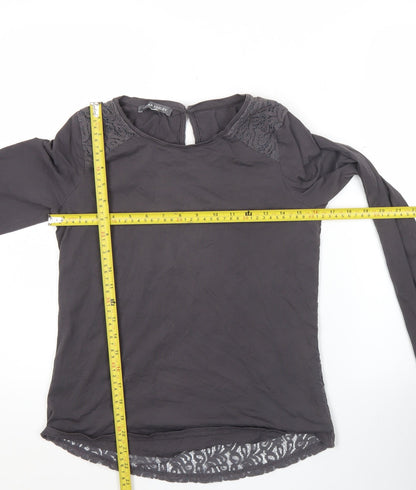 Laura Ashley Womens Black Long Sleeve Lace Blouse UK 8