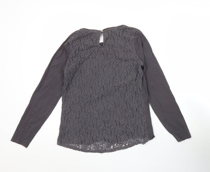 Laura Ashley Womens Black Long Sleeve Lace Blouse UK 8