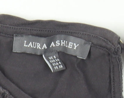 Laura Ashley Womens Black Long Sleeve Lace Blouse UK 8