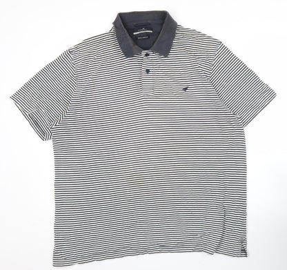 Stone Bay Men’s Black Striped Polo Shirt Large Cotton Casual