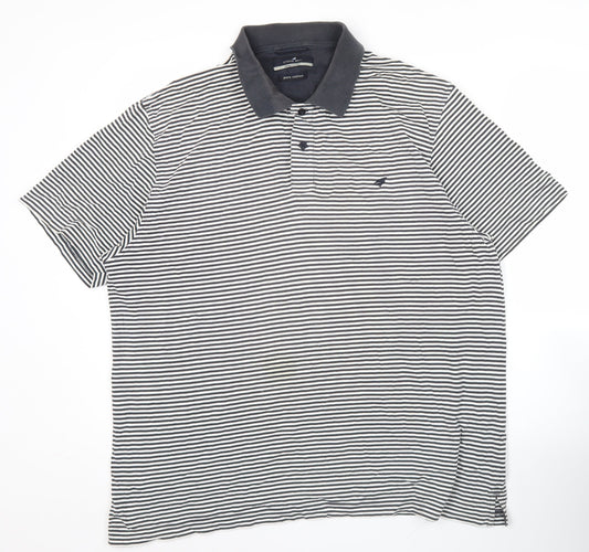 Stone Bay Men’s Black Striped Polo Shirt Large Cotton Casual