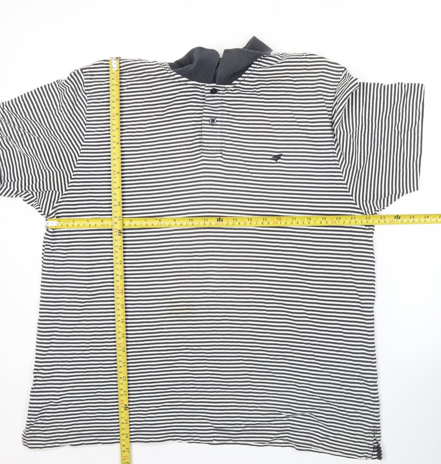Stone Bay Men’s Black Striped Polo Shirt Large Cotton Casual