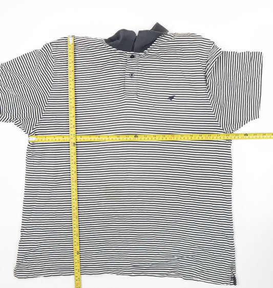 Stone Bay Men’s Black Striped Polo Shirt Large Cotton Casual