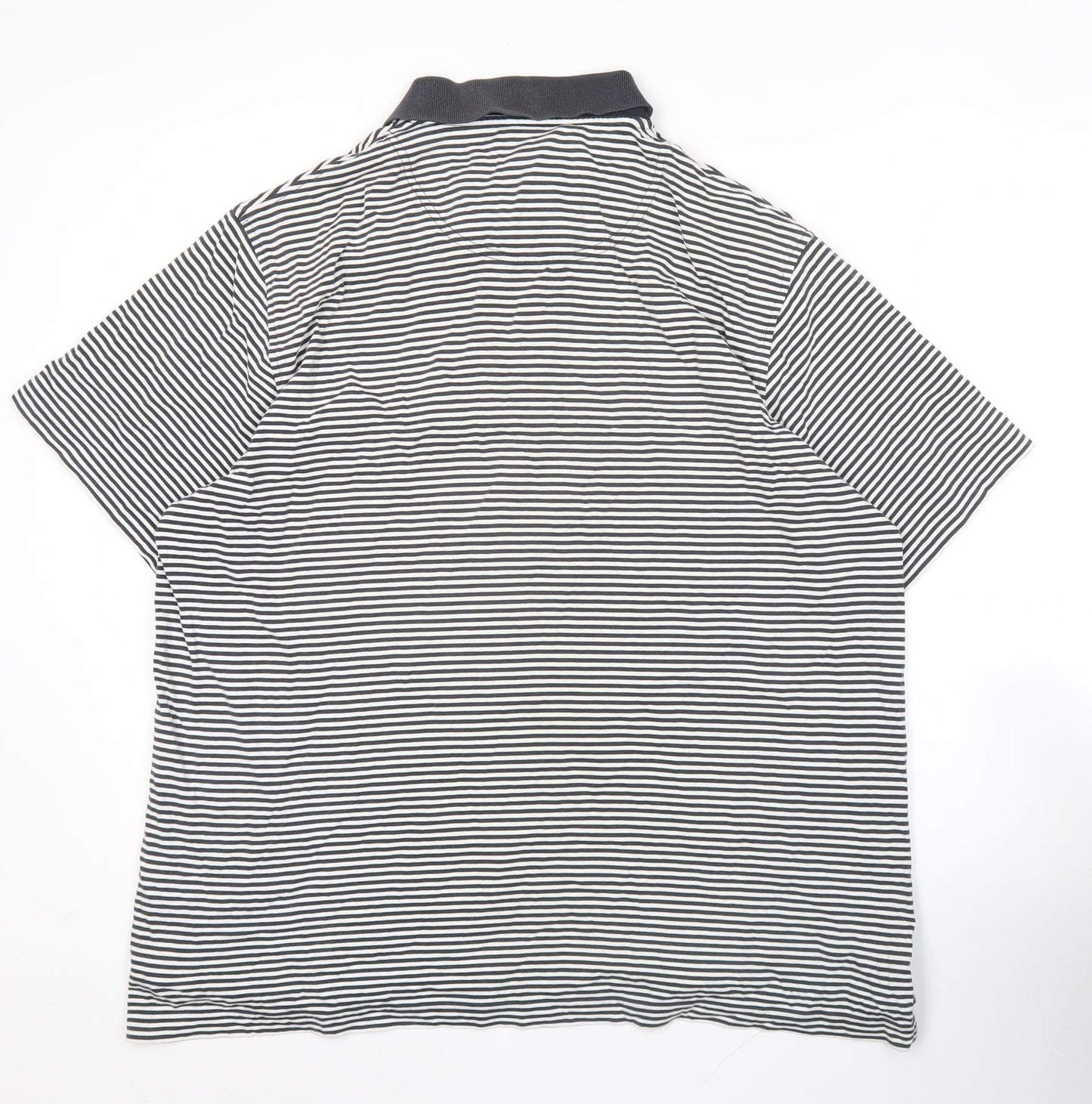 Stone Bay Men’s Black Striped Polo Shirt Large Cotton Casual