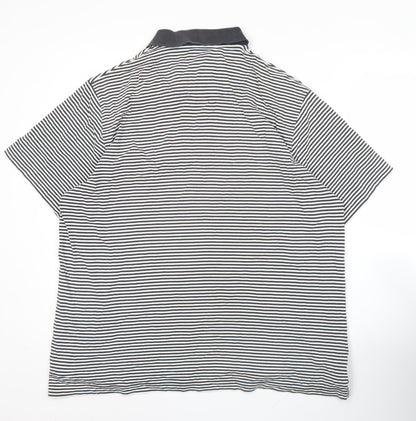 Stone Bay Men’s Black Striped Polo Shirt Large Cotton Casual