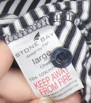 Stone Bay Men’s Black Striped Polo Shirt Large Cotton Casual