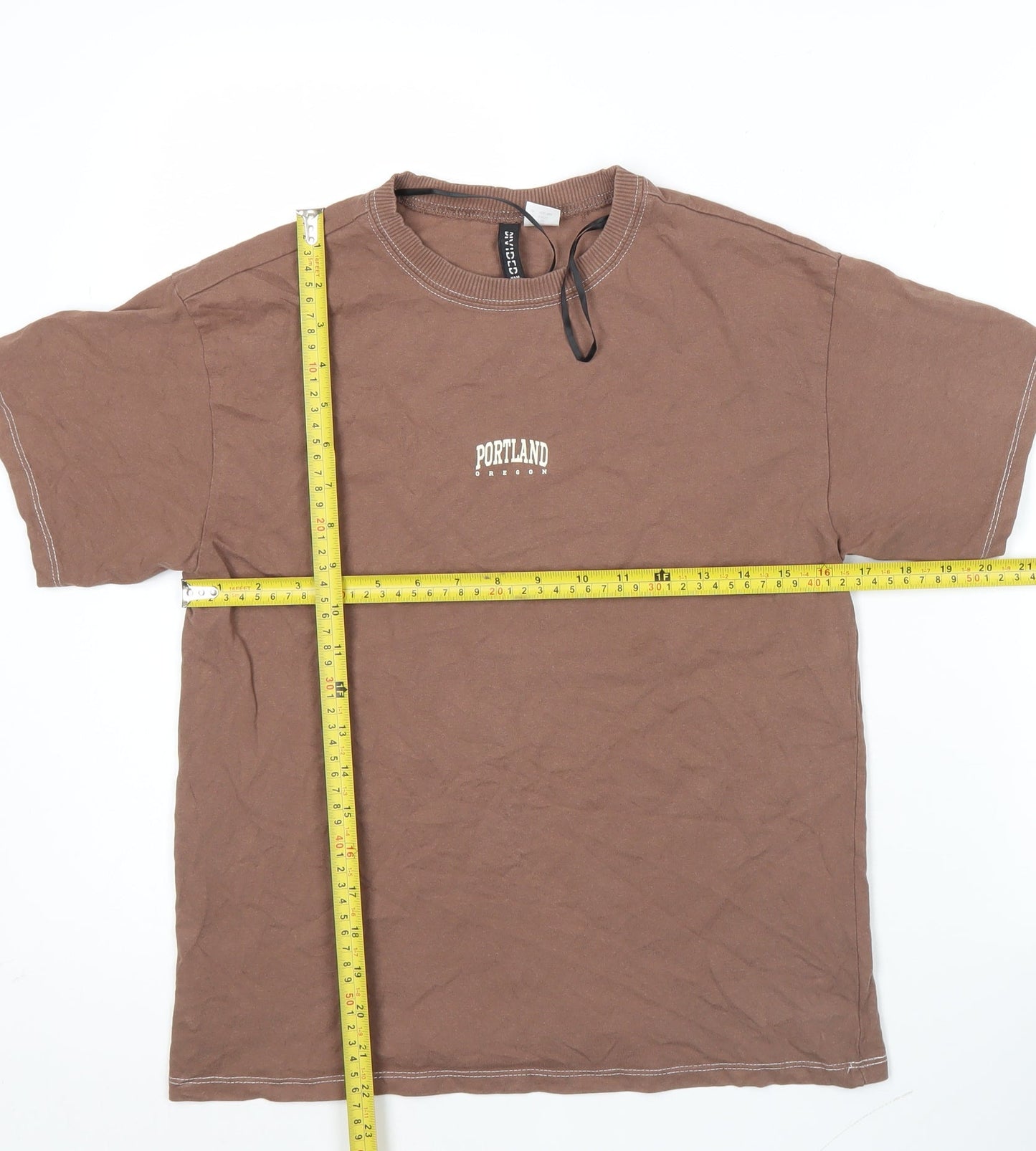 Womens UK Size 2XS H&M Brown Basic T-Shirt
