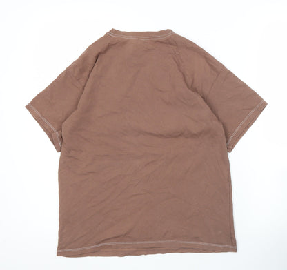 Womens UK Size 2XS H&M Brown Basic T-Shirt