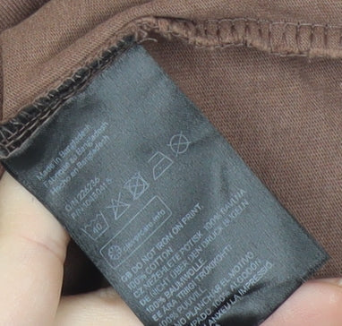 Womens UK Size 2XS H&M Brown Basic T-Shirt