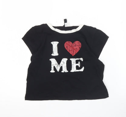 Womens UK Size 12 H&M Black Cropped T-Shirt