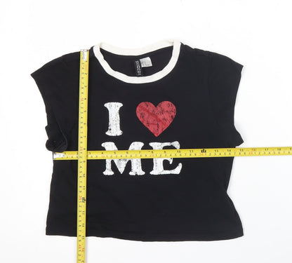 Womens UK Size 12 H&M Black Cropped T-Shirt