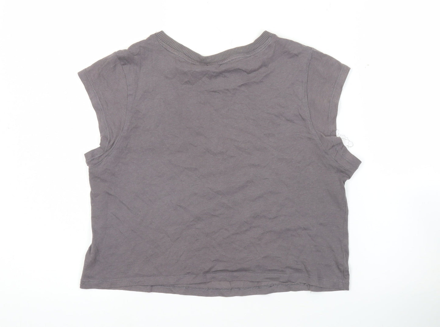 Womens UK Size 12 H&M Grey Cropped T-Shirt
