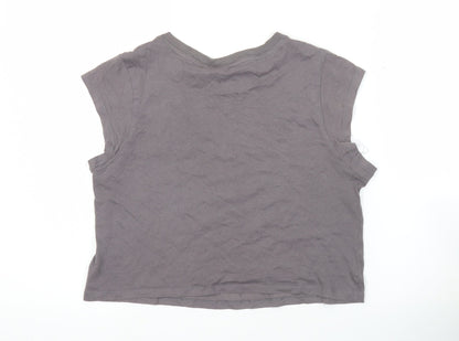 Womens UK Size 12 H&M Grey Cropped T-Shirt