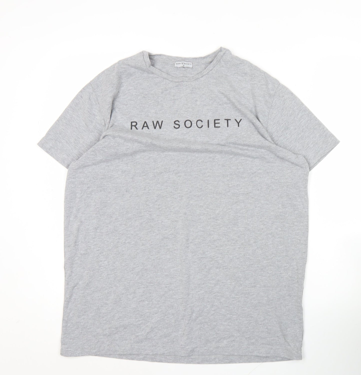 Raw Society Mens Grey XL Logo Crew Neck Short Sleeve T-Shirt